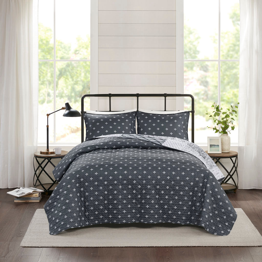 Cassel 3 Piece Reversible Microfiber Quilt Set