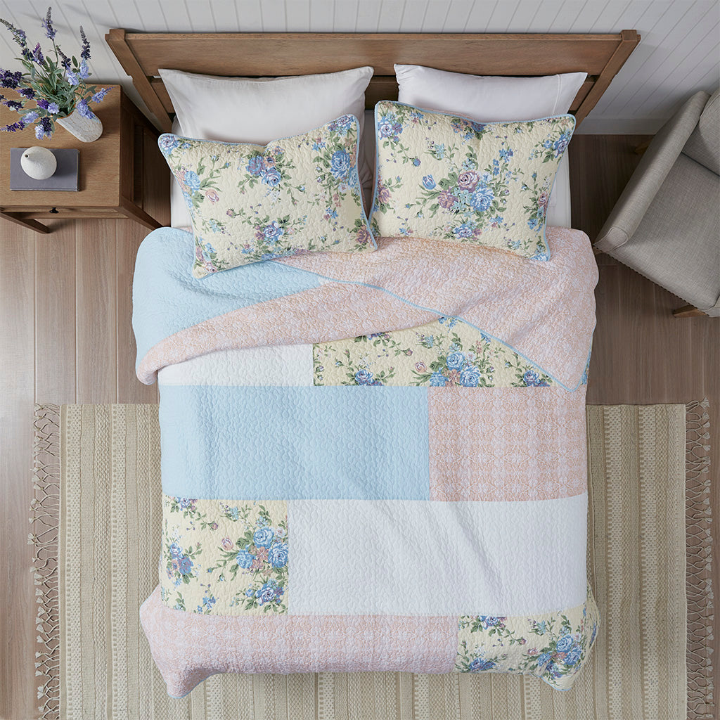 Gretchen 3 Piece Reversible Cotton Quilt Set
