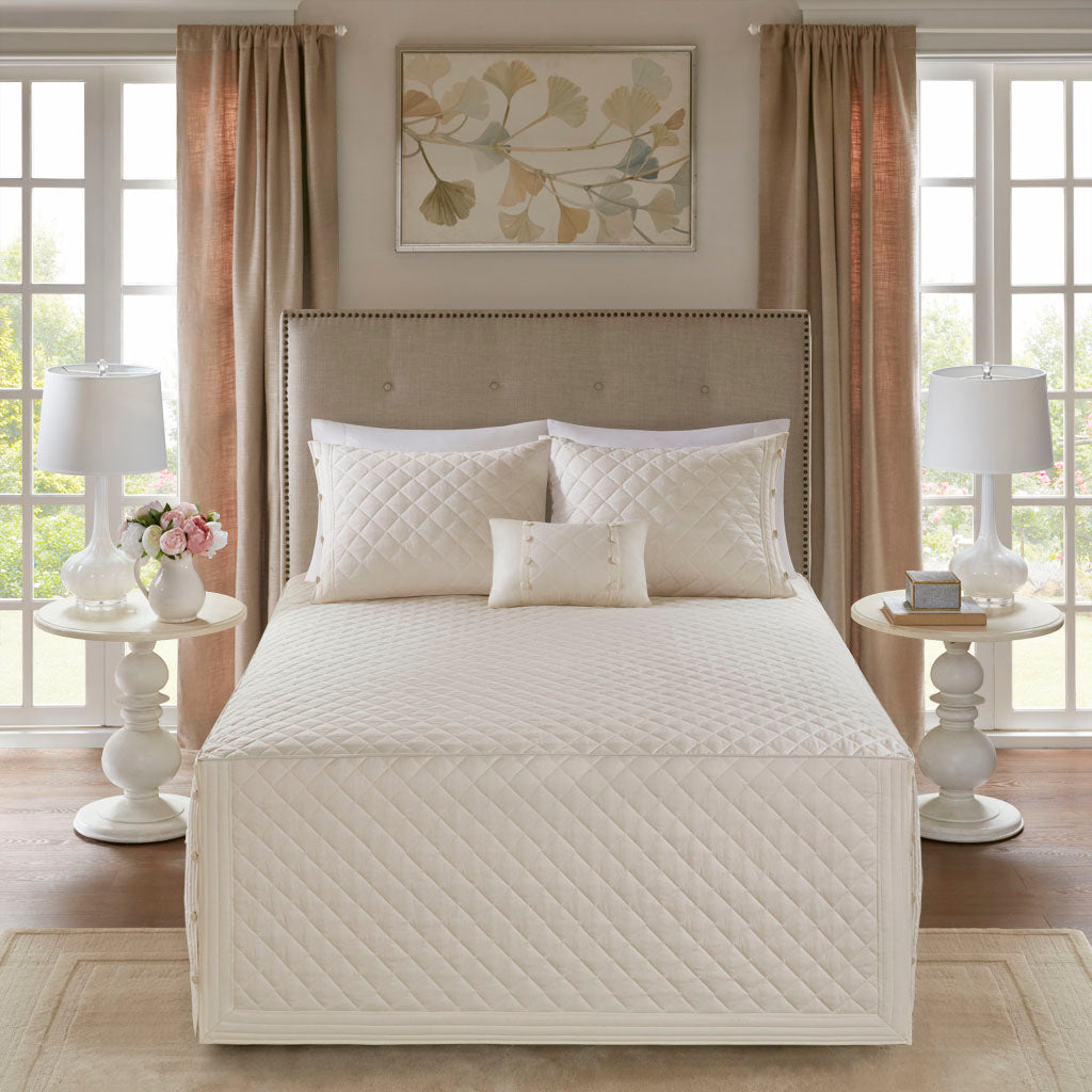 Breanna 4 Piece Cotton Reversible Tailored Bedspread Set