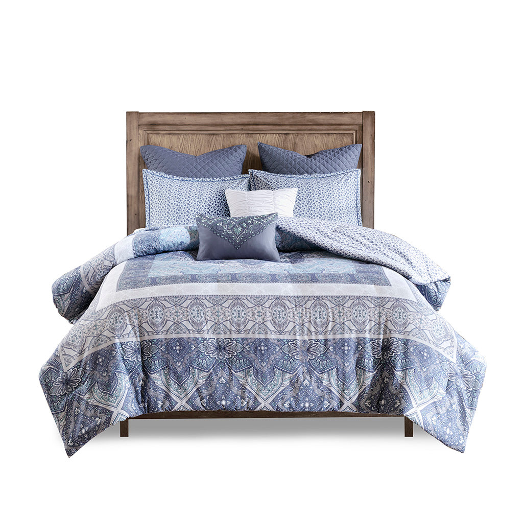 Maggie 7 Piece Reversible Cotton Duvet Cover Set
