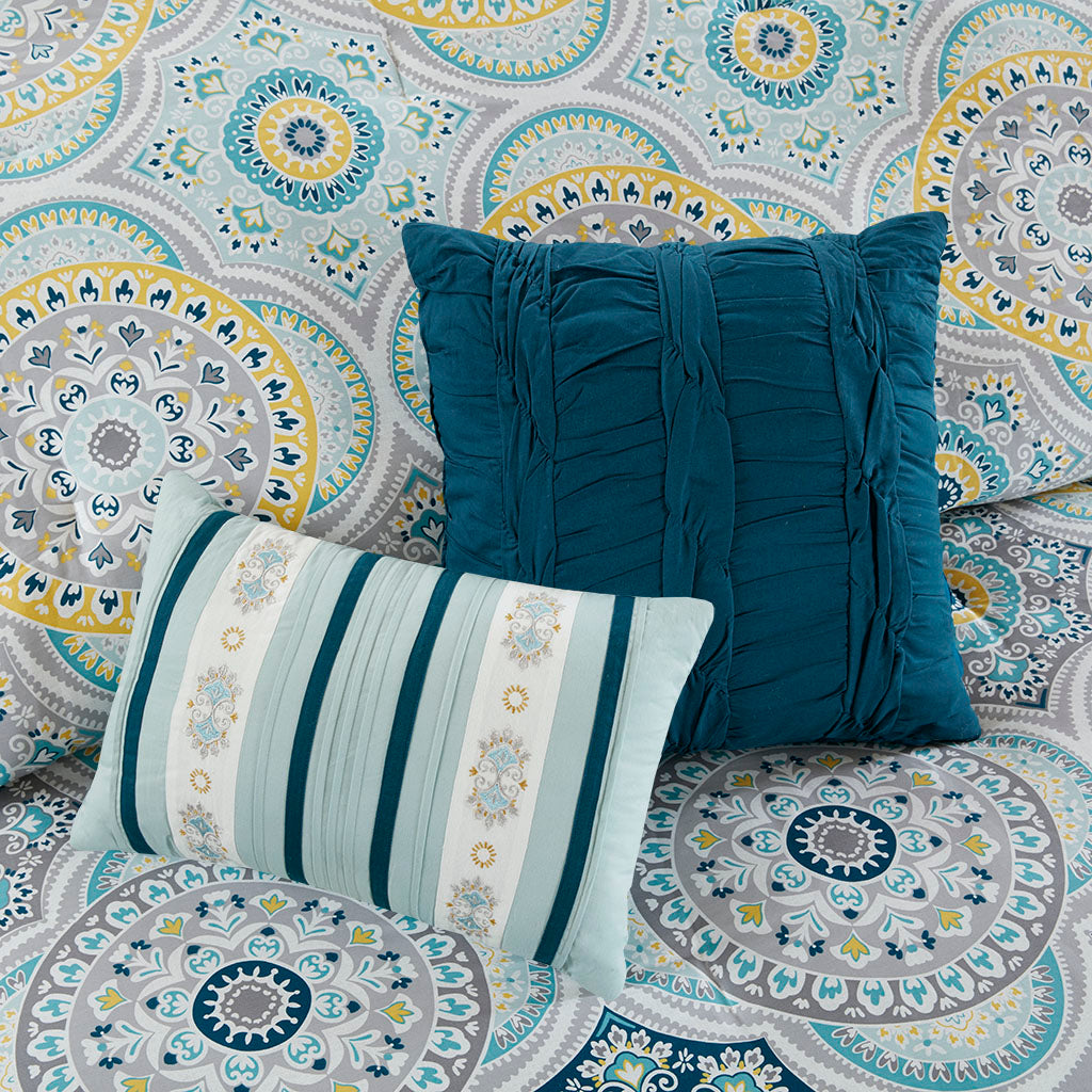 Mercia 7 Piece Reversible Cotton Sateen Comforter Set