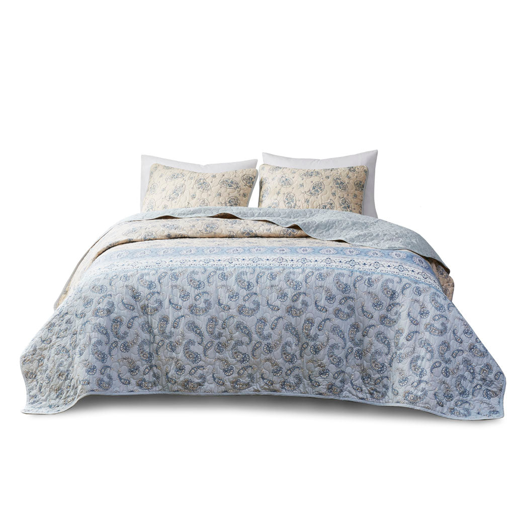 April 3 Piece Reversible Cotton Coverlet Set