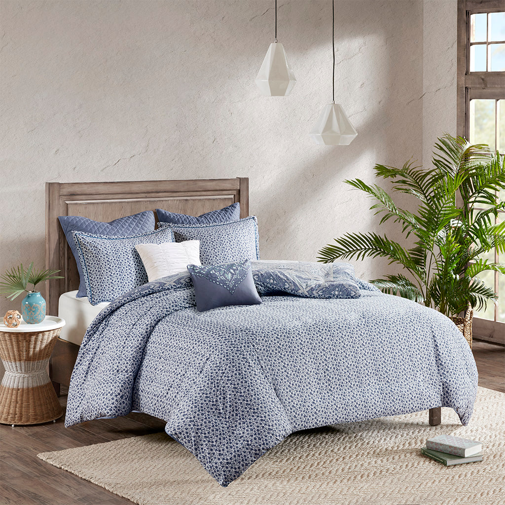 Maggie 7 Piece Reversible Cotton Duvet Cover Set