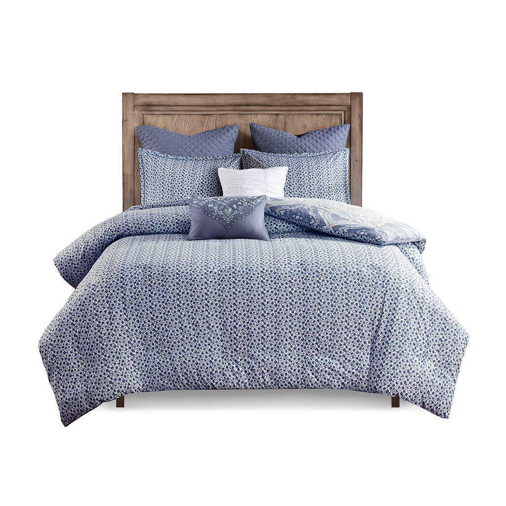 Maggie 7 Piece Reversible Cotton Duvet Cover Set