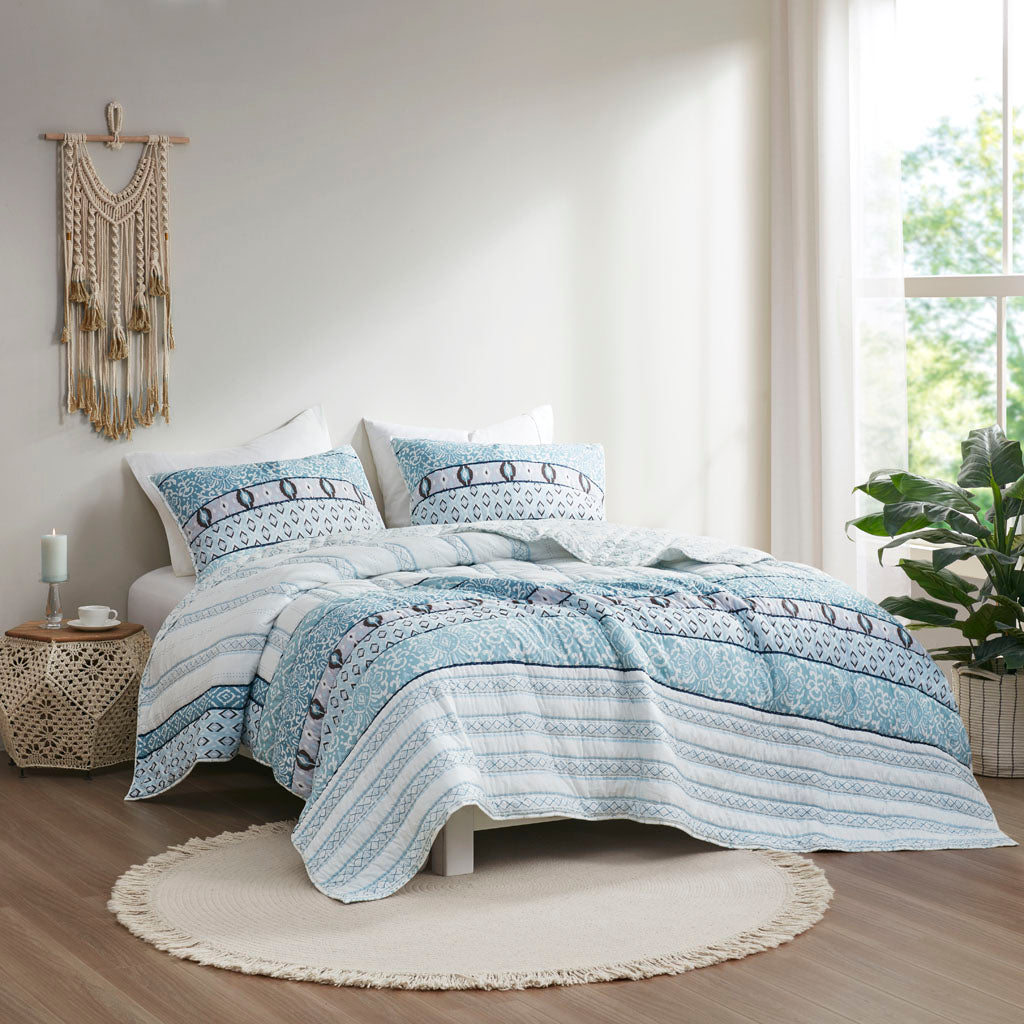 Kamila 3 Piece Reversible Cotton Coverlet Set