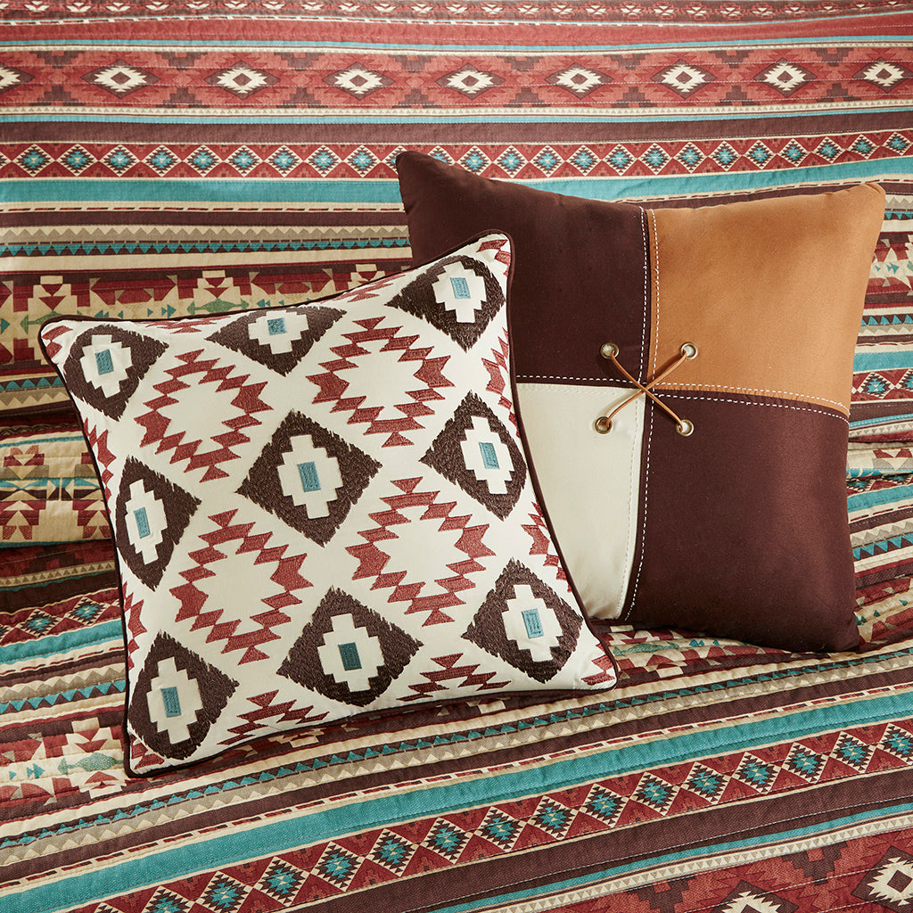 Taos 6 Piece Printed Quilt Set with Throw Pillows