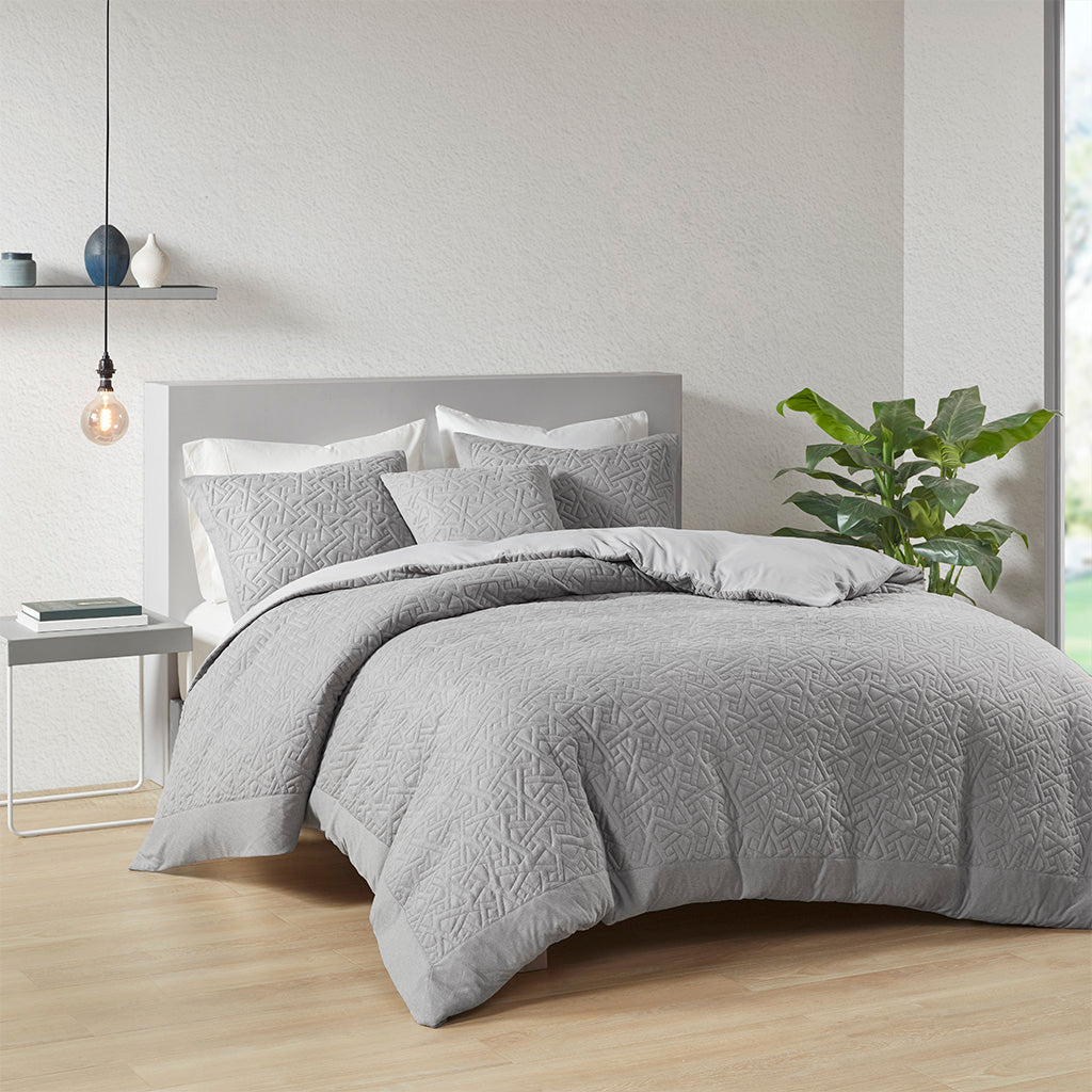 Origami 3 Piece Oversized Knit Quilted Top Duvet Cover Set