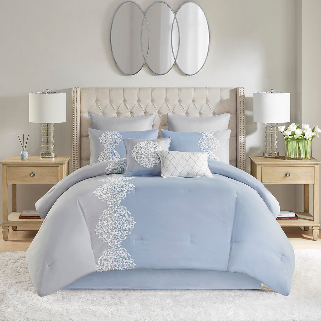 Panache 8 Piece Embroidered Microfiber Comforter Set