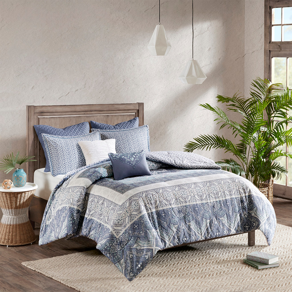 Maggie 7 Piece Reversible Cotton Duvet Cover Set