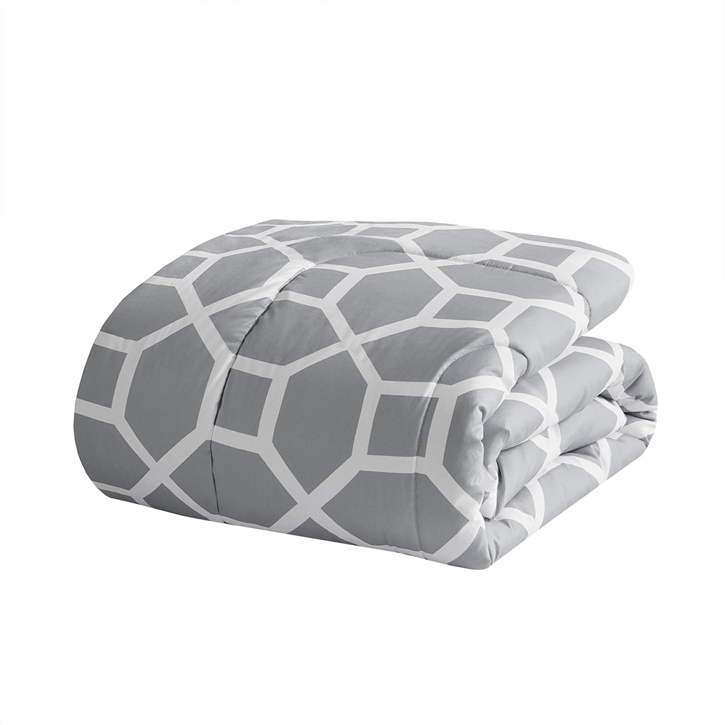 Nora 10 Piece Geometric Comforter Set with Bed Sheets