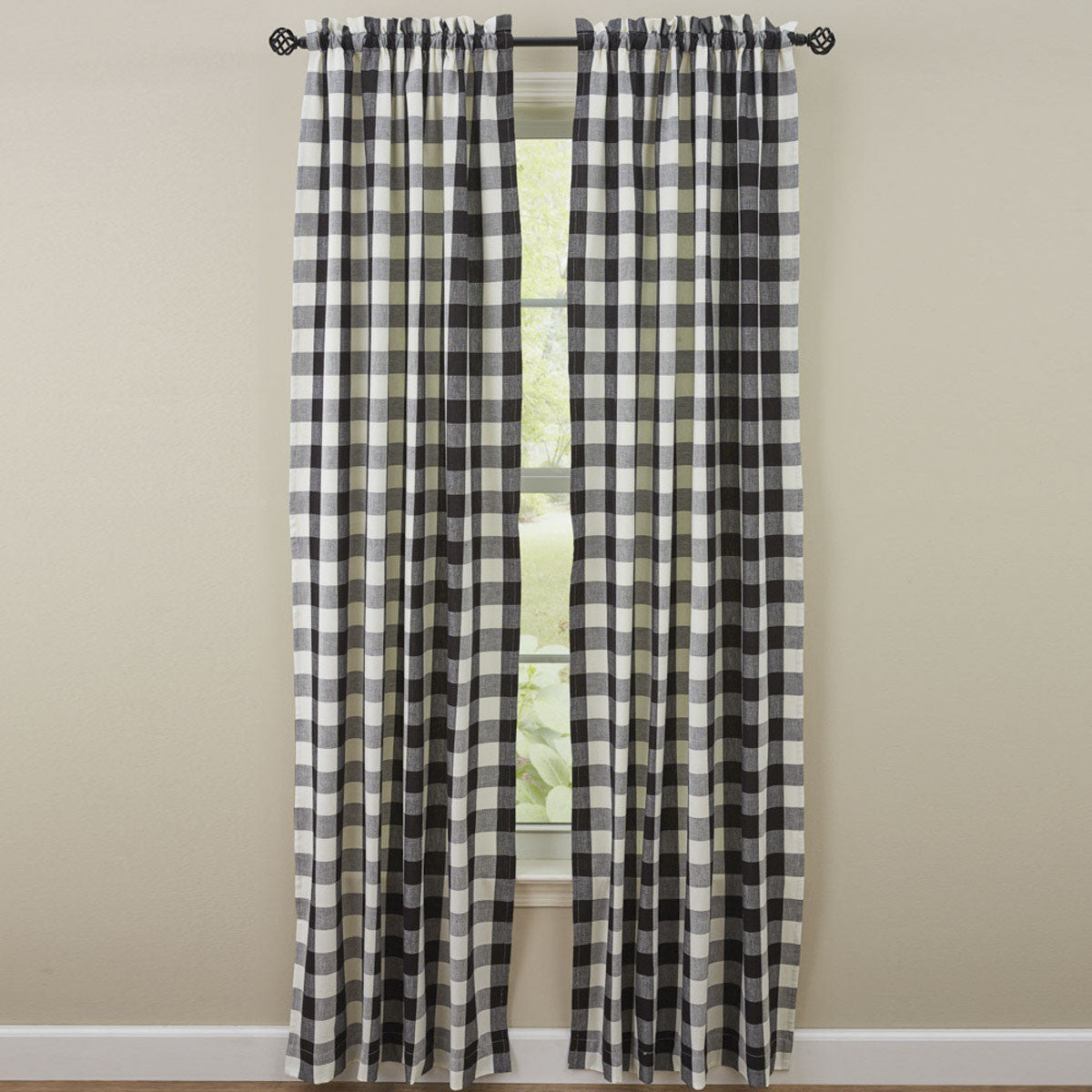 Wicklow Check 84" Panels-Black/Cream