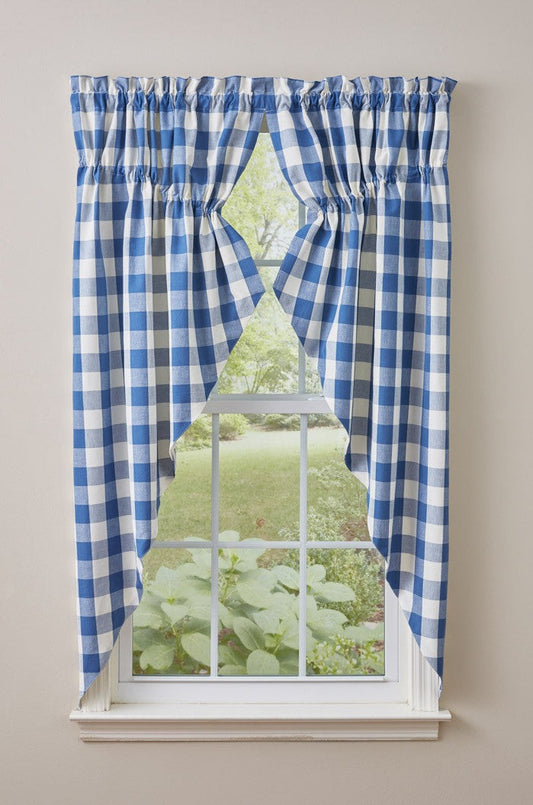 Wicklow Check Gathered Swag-China Blue