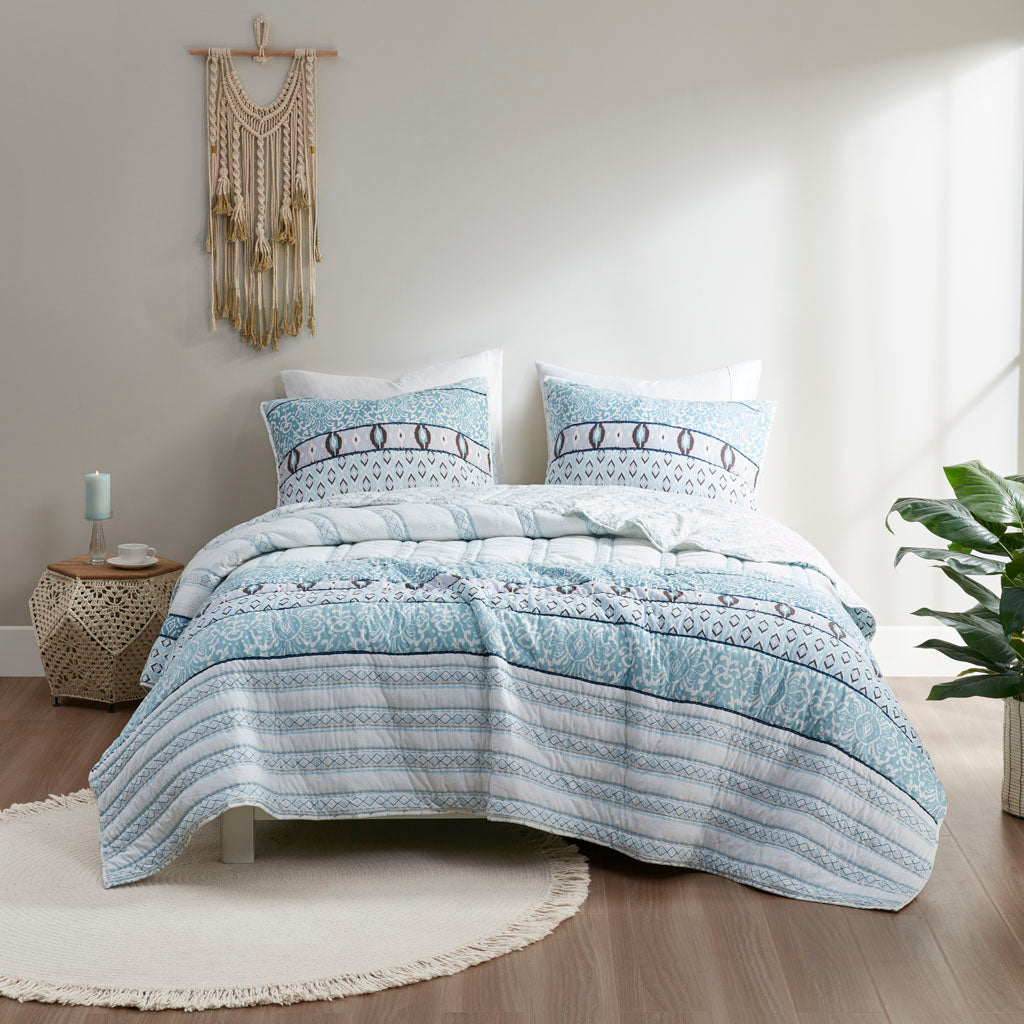 Kamila 3 Piece Reversible Cotton Coverlet Set