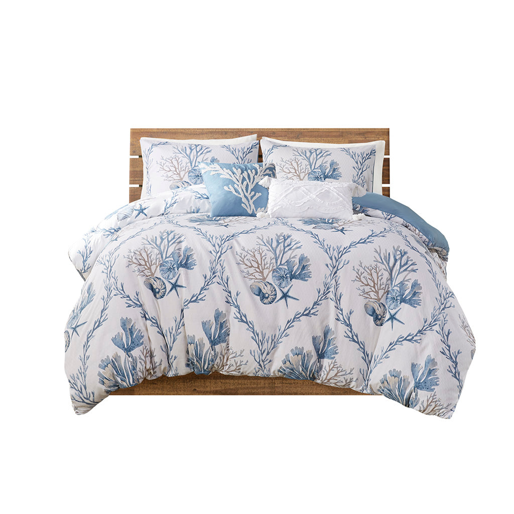 Pismo Beach 5 Piece Cotton Duvet Cover Set with Throw Pillows