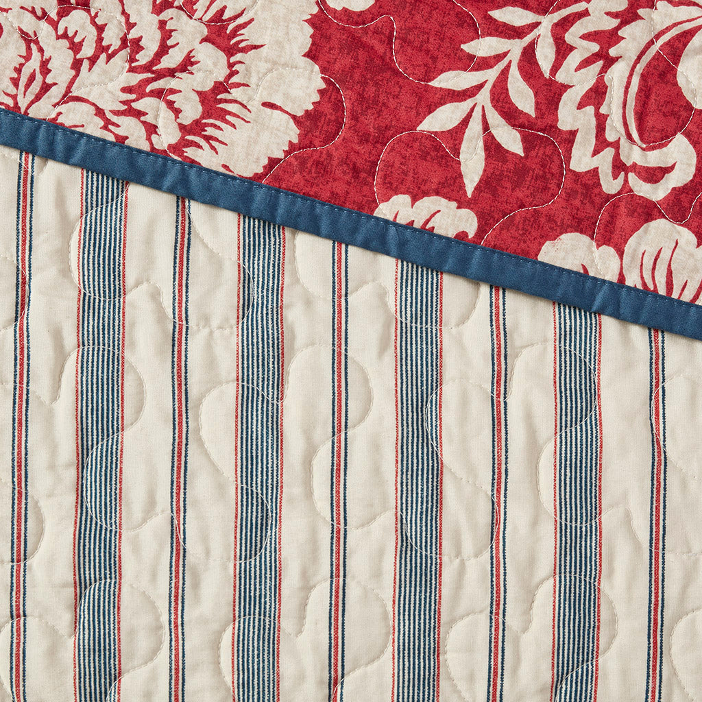 Lucy 6 Piece Reversible Cotton Twill Quilt Set with Throw Pillows