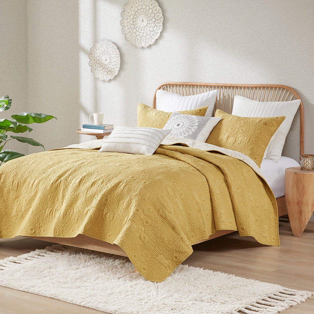 Kandula 3 Piece Reversible Cotton Quilt Set
