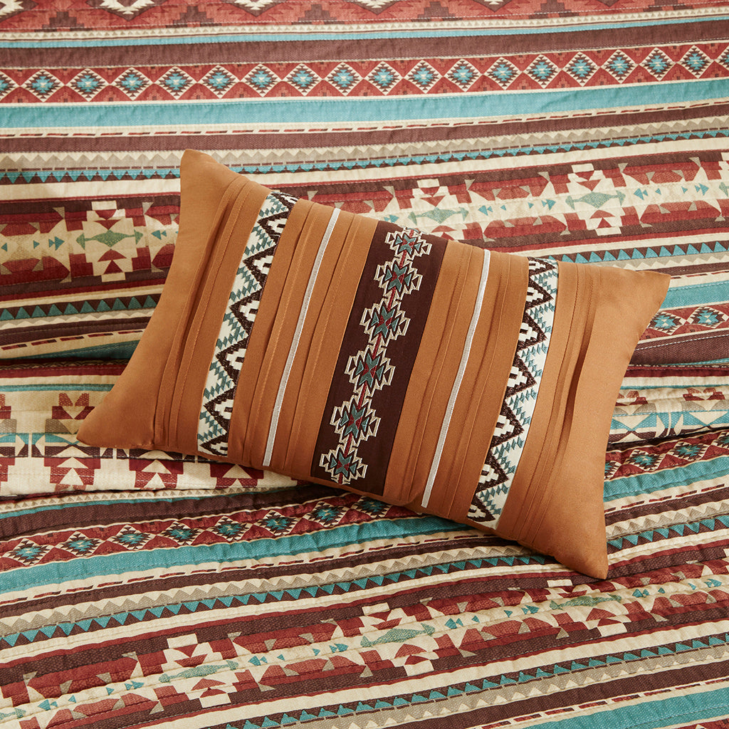 Taos 6 Piece Printed Quilt Set with Throw Pillows