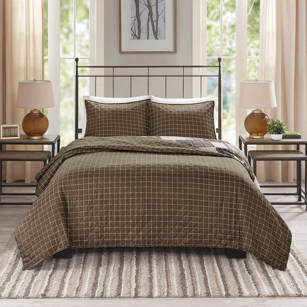 Timber 3 Piece Reversible Printed Quilt Set
