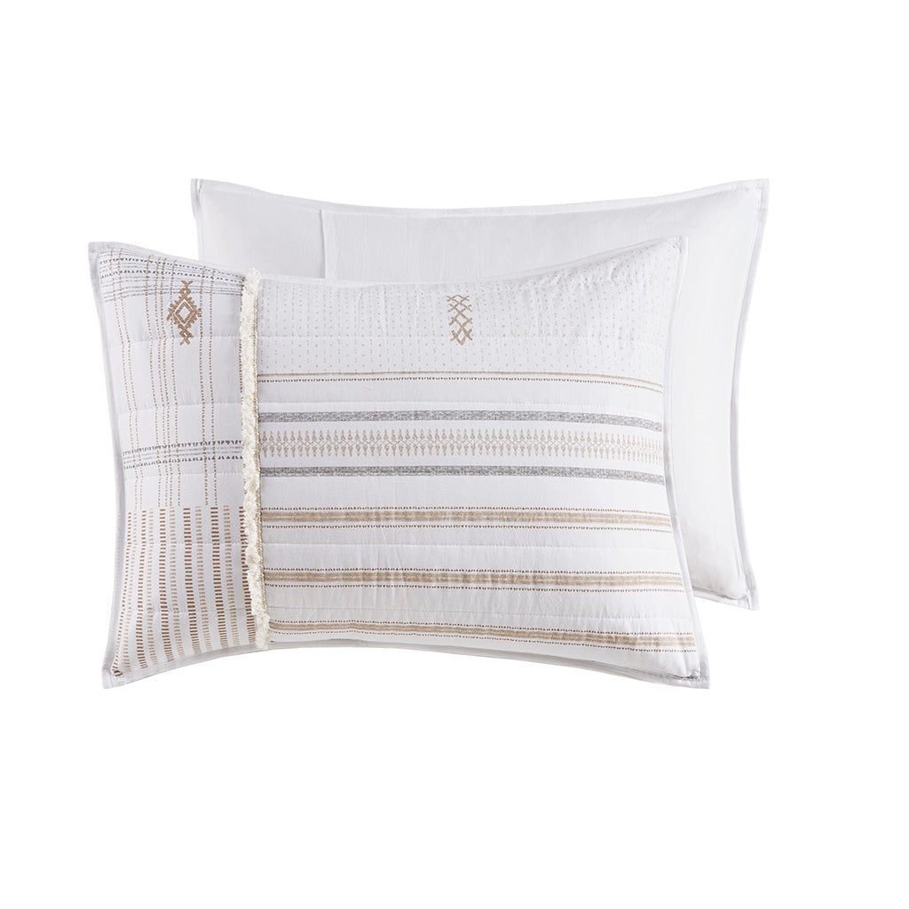 Salar 3 Piece Printed Cotton Quilt Set with Trims