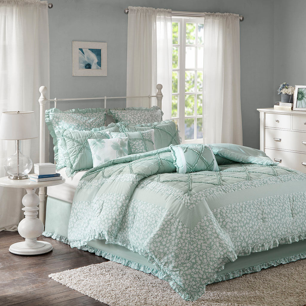 Mindy 9 Piece Cotton Percale Comforter Set