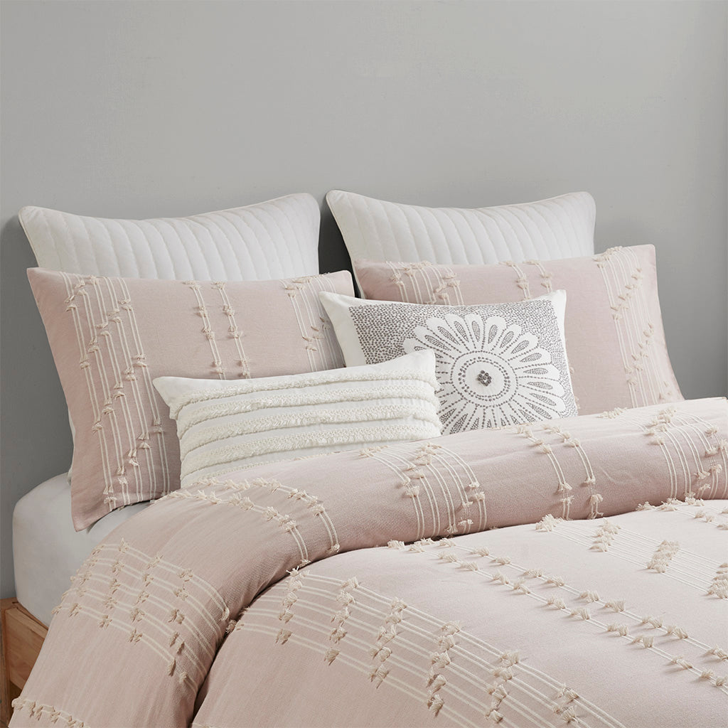 Kara 3 Piece Cotton Jacquard Duvet Cover Set