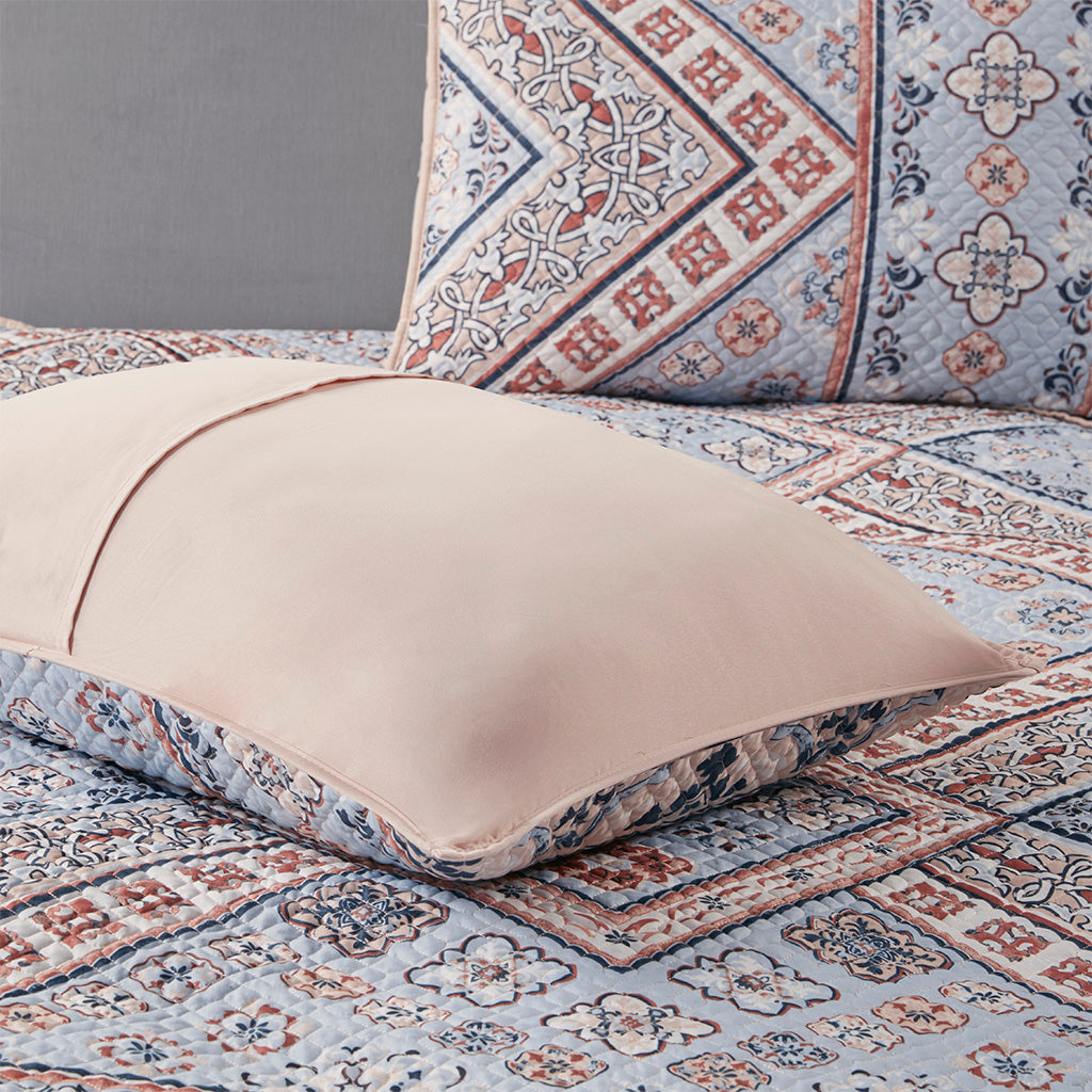 Anisa 3 Piece Printed Microfiber Reversible Coverlet Set
