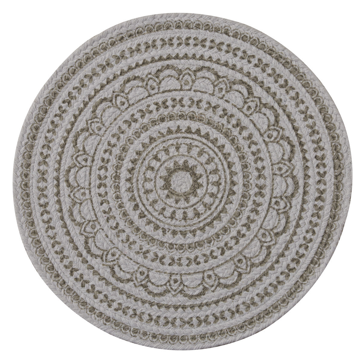 Zuri Medallion Printed Round Placemat Set-Mushroom