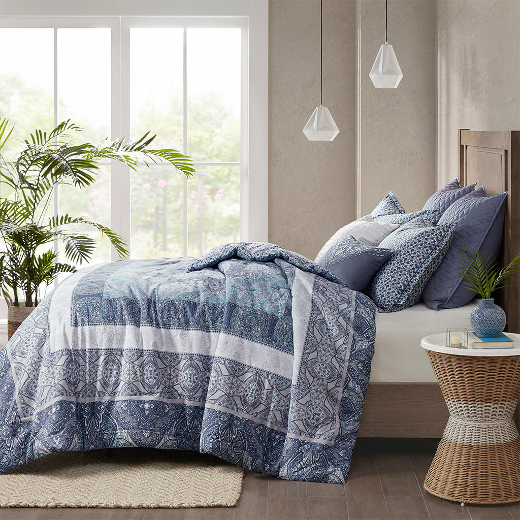 Maggie 7 Piece Reversible Cotton Duvet Cover Set