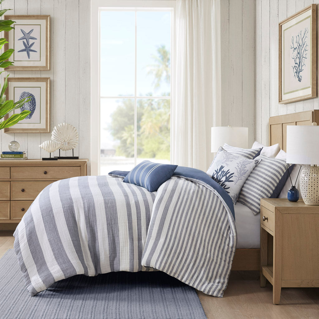 Brooks 5 Piece Cotton Stripe Duvet Cover Set