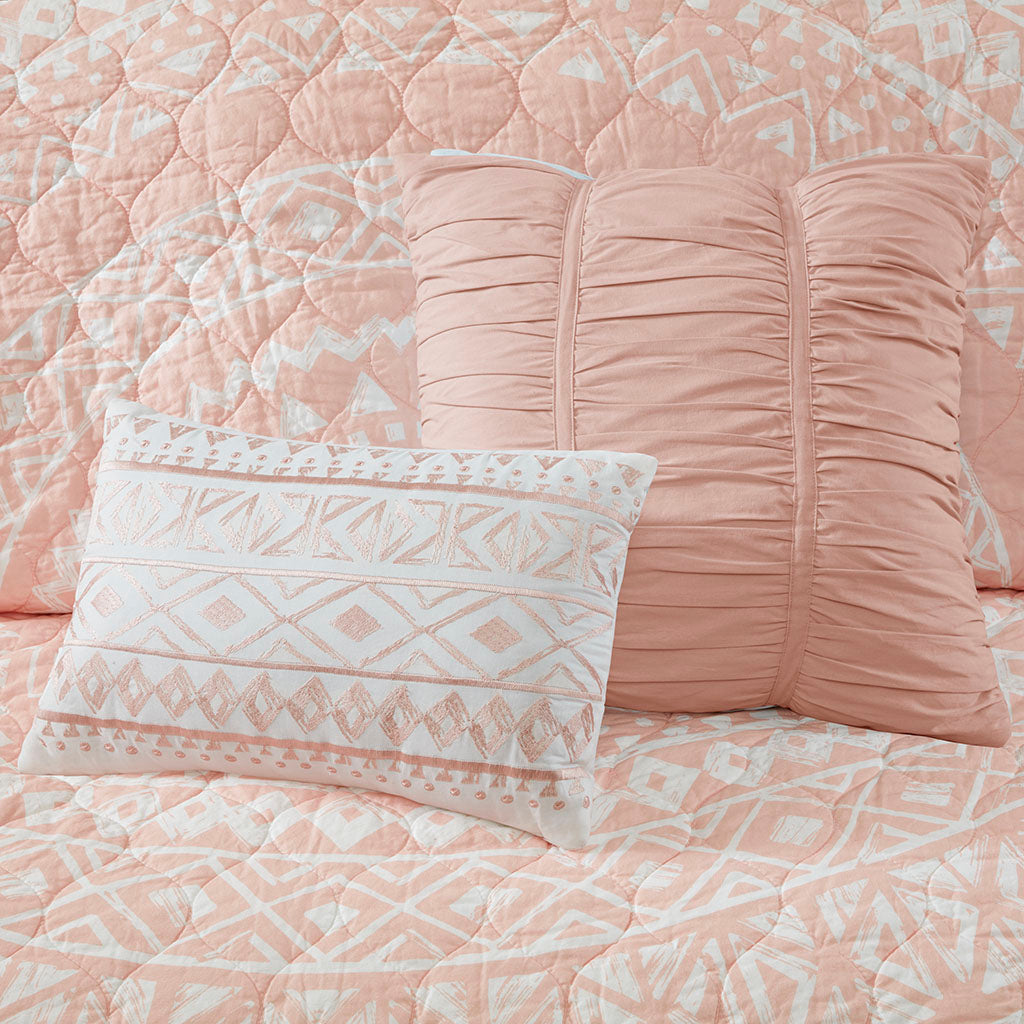 Larisa 7 Piece Reversible Cotton Quilt Set with Euro Shams and Thrwo Pillows