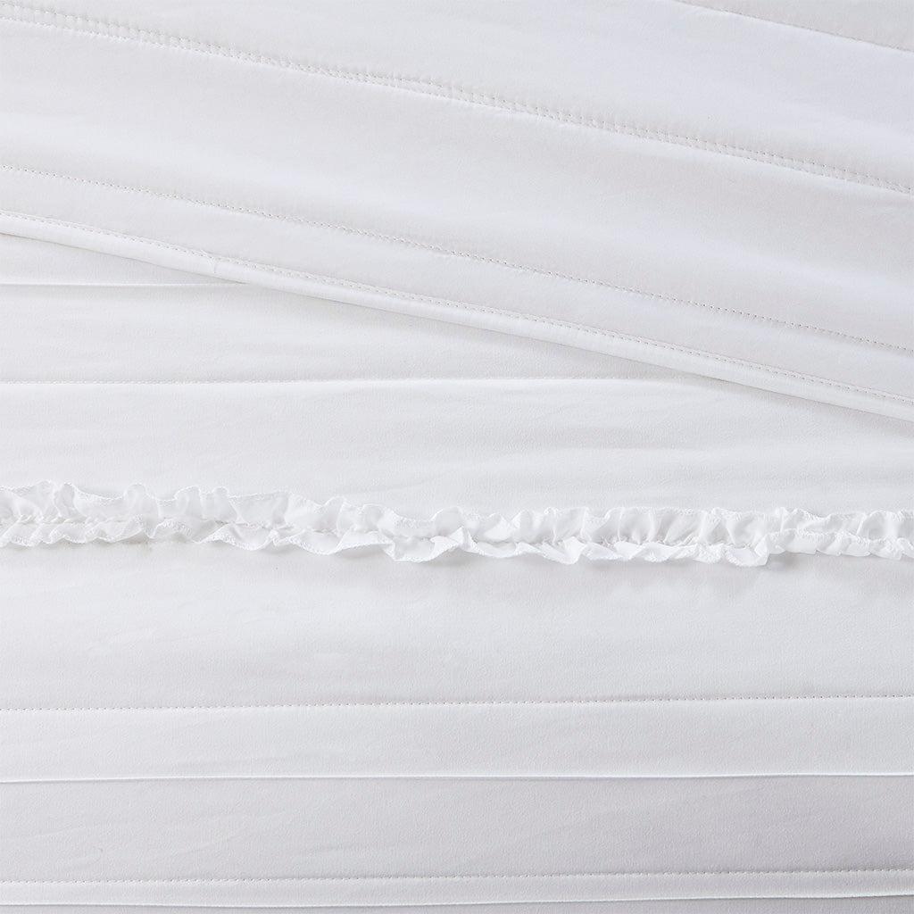 Celeste 4 Piece Reversible Ruffle Quilt Set with Throw Pillow