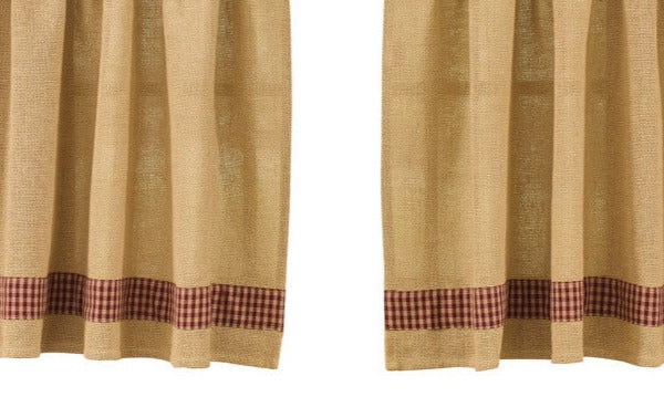 Burlap & Check 84" Panels Red