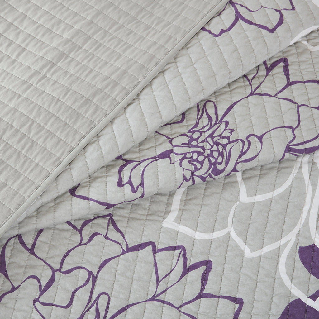 Lola 6 Piece Printed Cotton Quilt Set with Throw Pillows