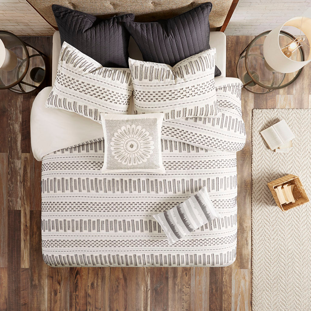 Rhea Cotton Jacquard Duvet Cover Set