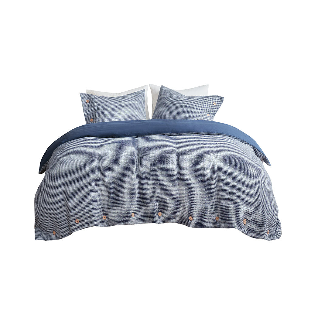 Mara 4 Piece Cotton and Rayon from Bamboo Blend Waffle Weave Comforter Cover Set w/removable insert