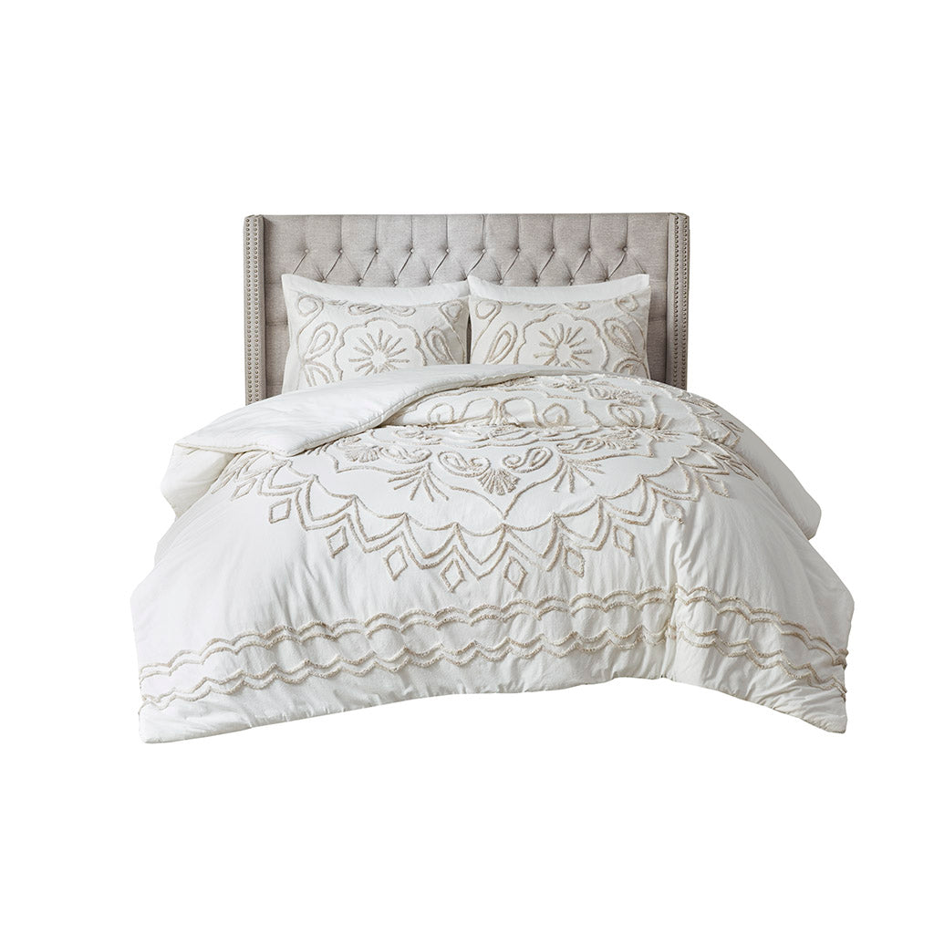Violette 3 Piece Tufted Cotton Chenille Comforter Set