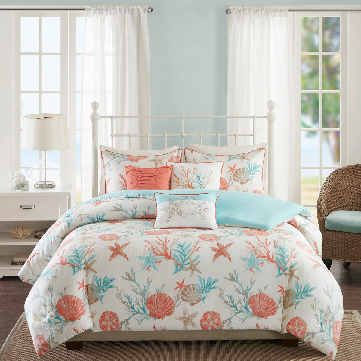 Pebble Beach 6 Piece Cotton Sateen Duvet Cover Set