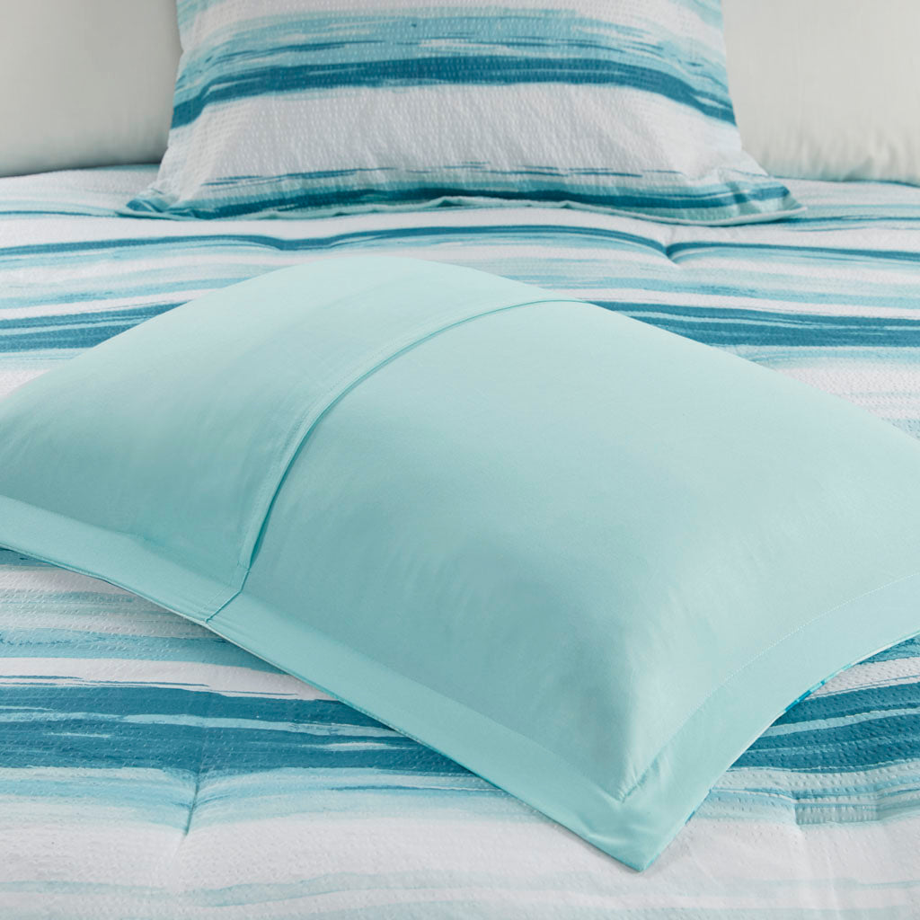 Marina 8 Piece Printed Seersucker Comforter and Coverlet Set Collection
