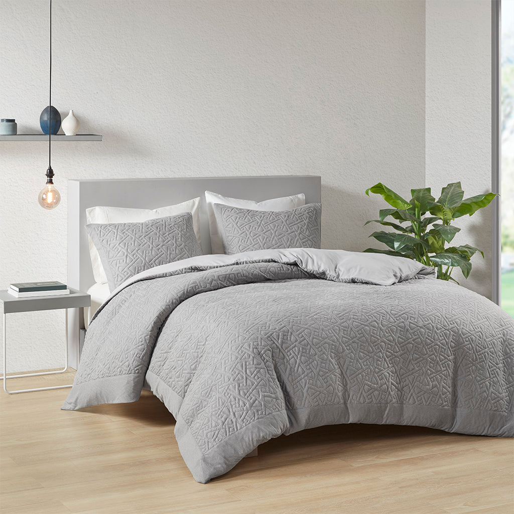 Origami 3 Piece Oversized Knit Quilted Top Duvet Cover Set