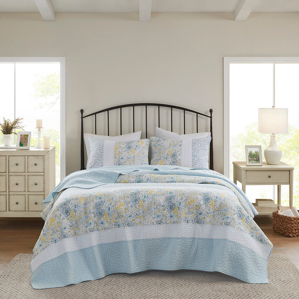 Violet 3 Piece Cotton Quilt Set
