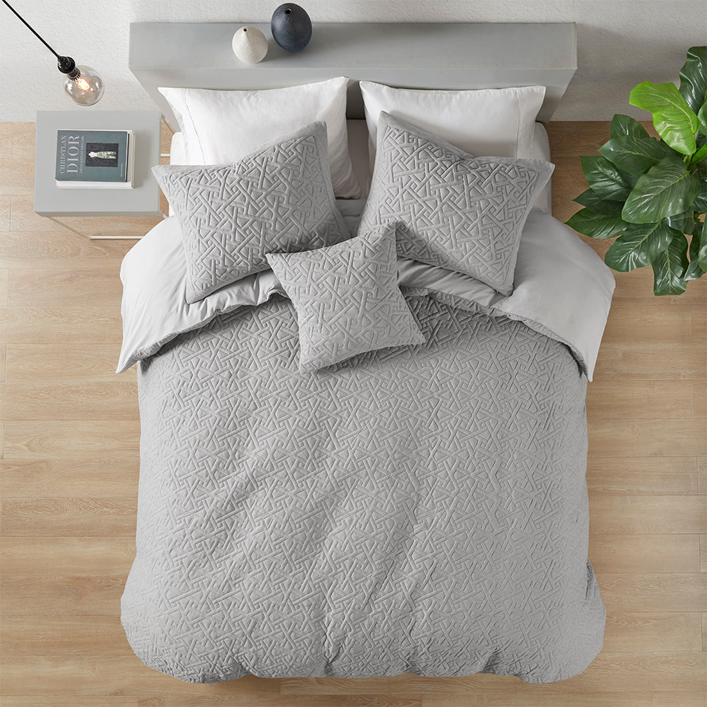 Origami 3 Piece Oversized Knit Quilted Top Duvet Cover Set