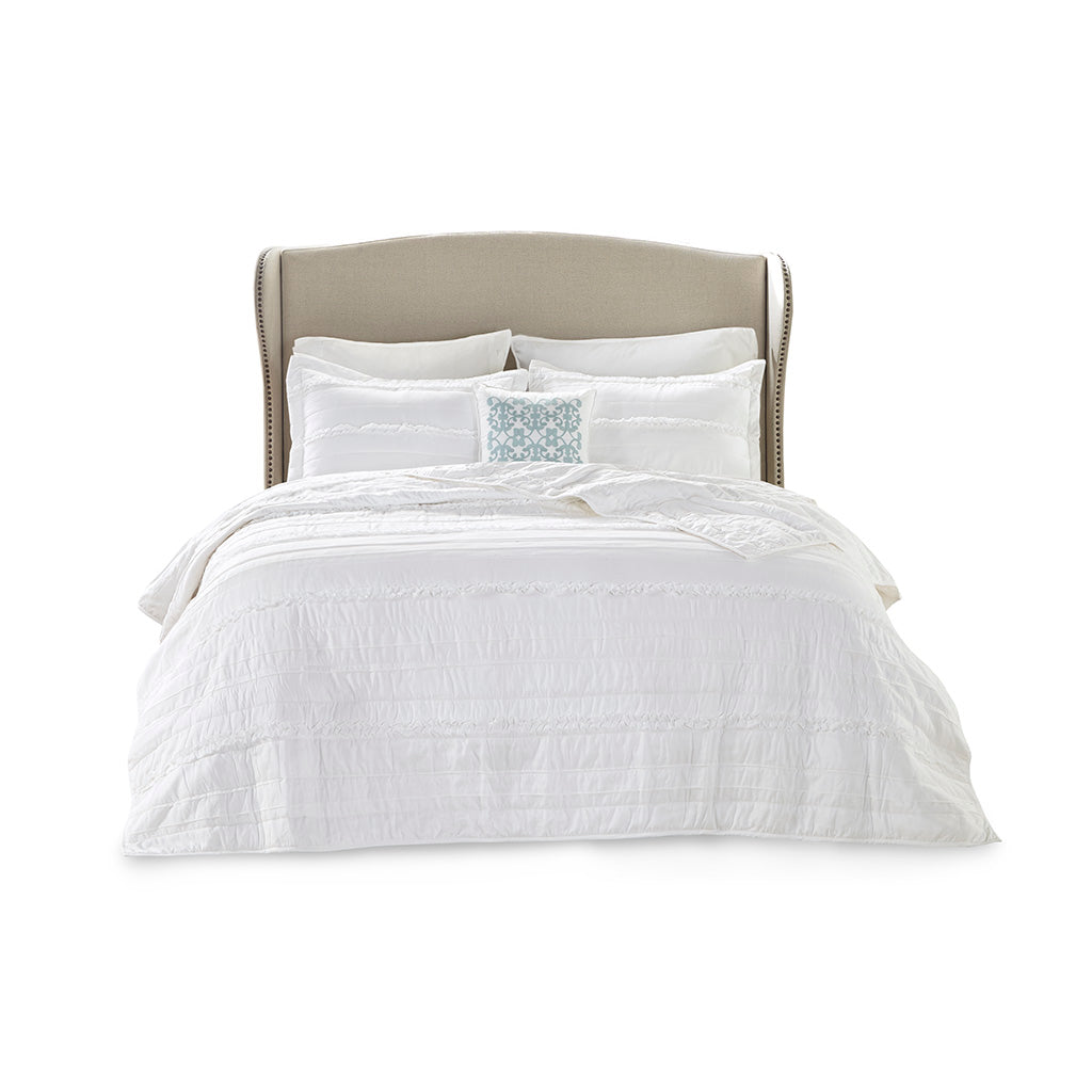 Celeste 4 Piece Reversible Ruffle Quilt Set with Throw Pillow