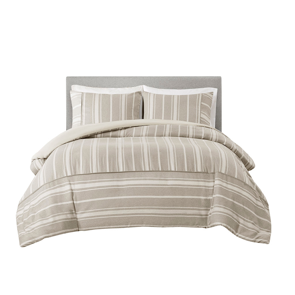 Kent 3 Piece Striped Herringbone Oversized Duvet Cover Set