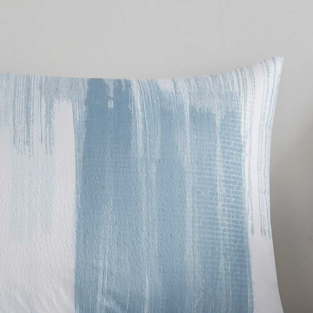 Brush Stroke 3 Piece Oversized Reversible Seersucker Duvet Cover Set