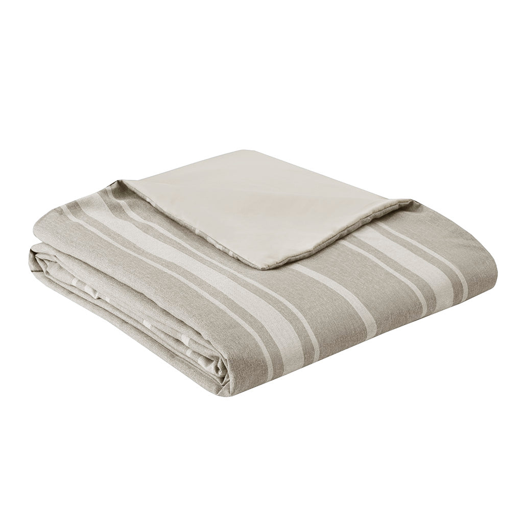 Kent 3 Piece Striped Herringbone Oversized Duvet Cover Set