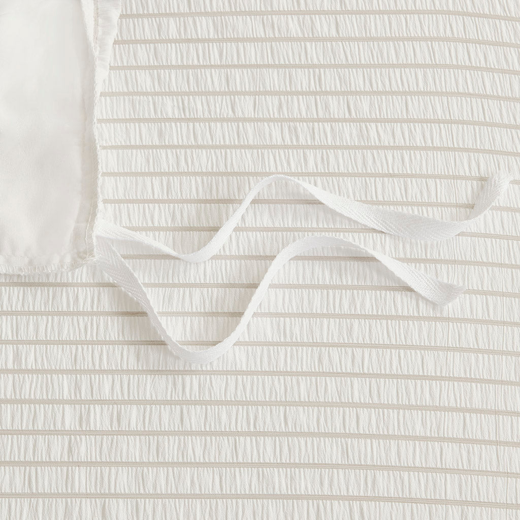 Apollo 3 Piece Striped Seersucker Oversized Duvet Cover Set