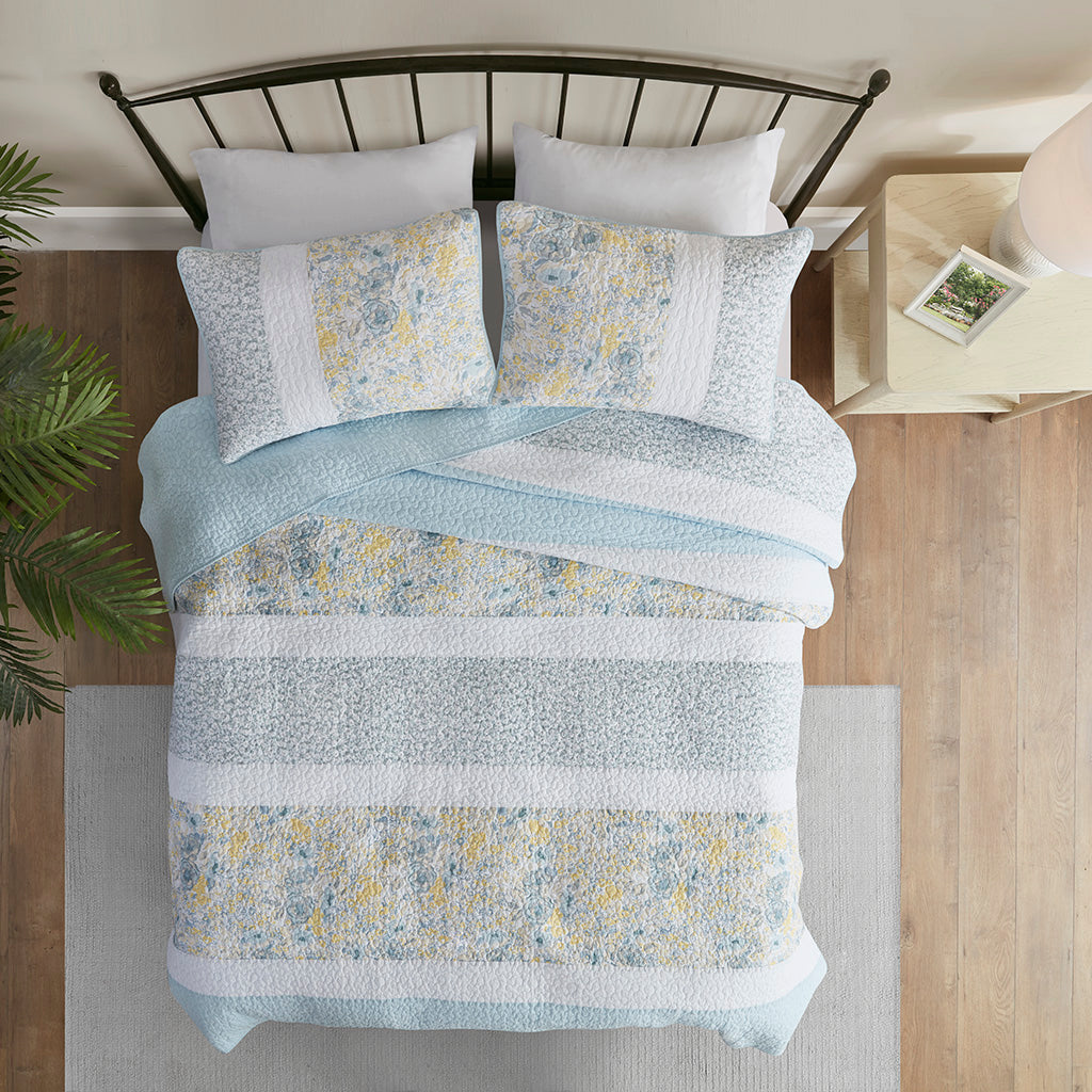 Violet 3 Piece Cotton Quilt Set