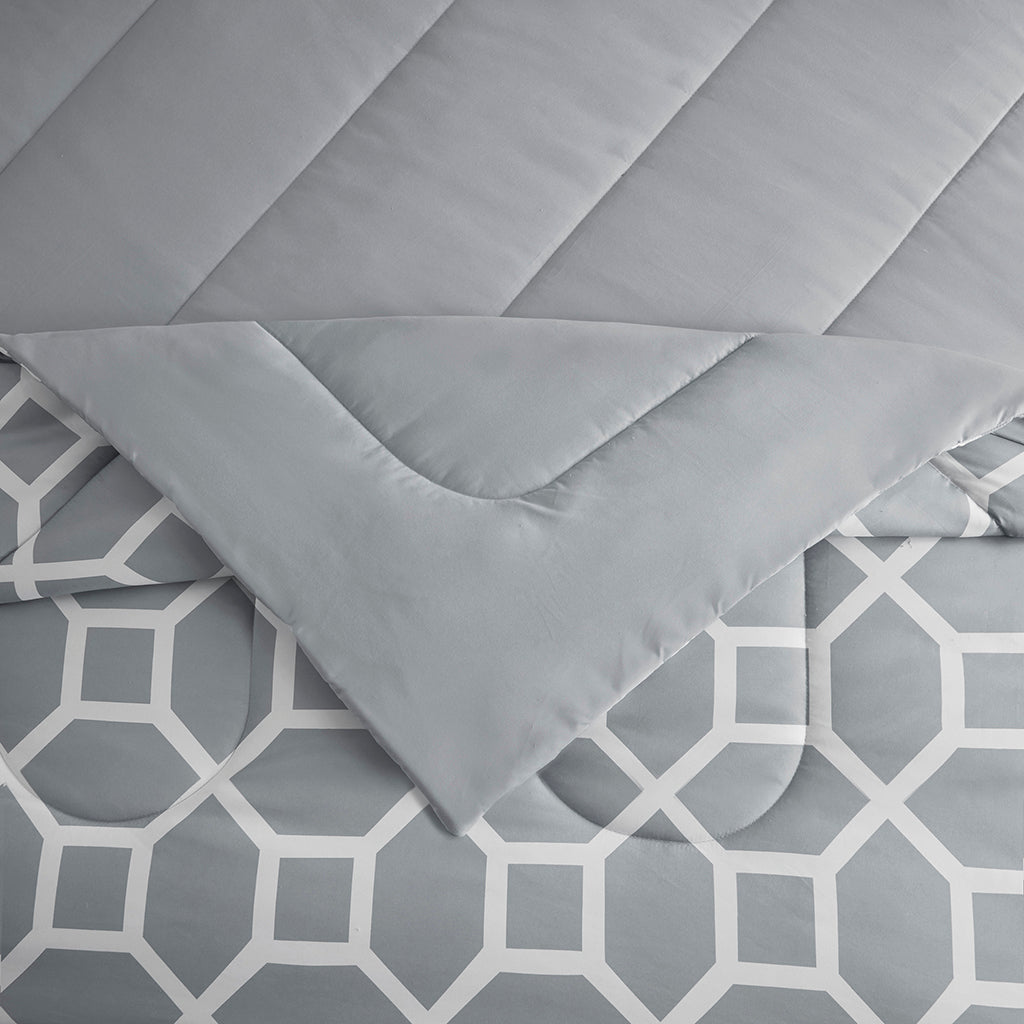 Nora 10 Piece Geometric Comforter Set with Bed Sheets