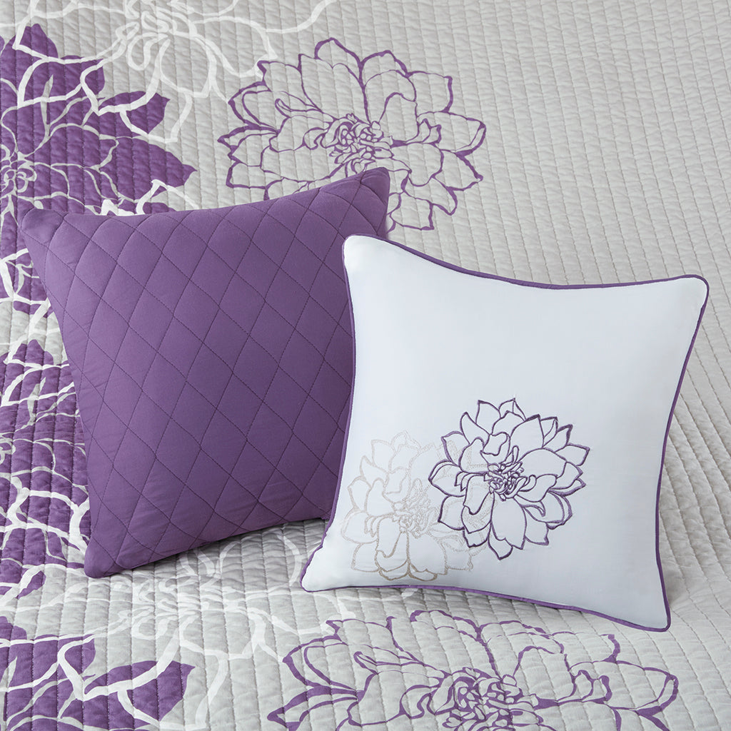 Lola 6 Piece Printed Cotton Quilt Set with Throw Pillows