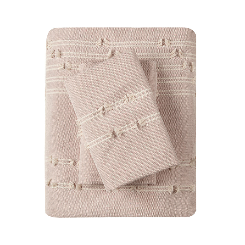 Kara 3 Piece Cotton Jacquard Duvet Cover Set